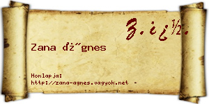 Zana Ágnes névjegykártya